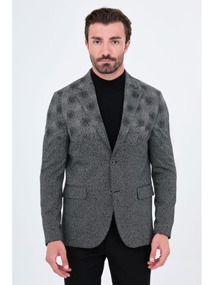 MCR Desenli Slim Fit Mono Yaka Yün Erkek Ceket