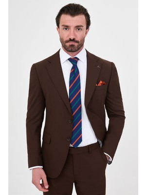 MCR Düz Slim Fit Mono Yaka Yeleksiz Yün Karışımlı Erkek Takım Elbise