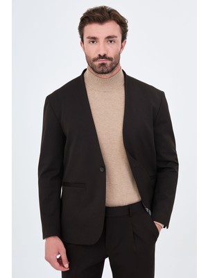 MCR Düz Oversize Yakasız Pileli Pantolonlu Erkek Takım Elbise