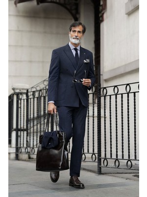 MCR Düz Slim Fit Geniş Yaka Kruvaze Torba Cepli Yün Karışımlı Erkek Takım Elbise