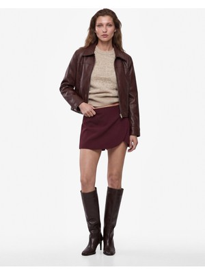 Koton Slim Fit Cepli Asimetrik Katlı A Kesim Mini Şort Etek