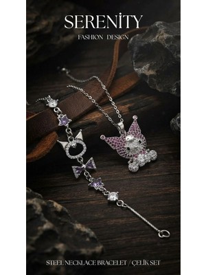 Serenity Kromi Figür Çelik Kolye Bileklik Set