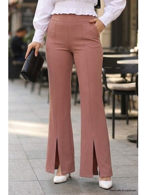 Missvalle Yırtmaçlı Ispanyol Paça Pantolon Lila 6089
