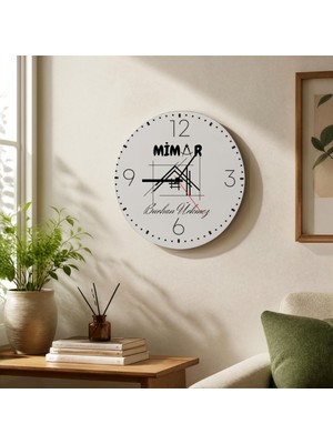 Hediye Vakti Mimara Hediye Isim Yazılabilir Metal Saat 29CM - Eskiz Tasarımlı Sessiz Akar Saat