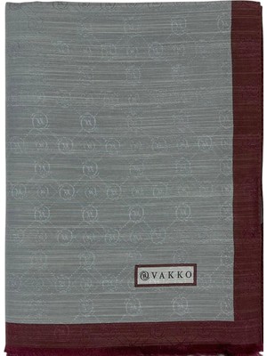 Vakko Pamuk Ipek Şal - Şeritli Hologram - Gri Bordo