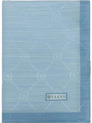 Vakko Pamuk Ipek Şal - Şeritli Monogram - Bebe Mavi