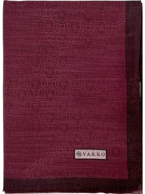 Vakko Pamuk Ipek Şal - Helezon Monogram - Bordo