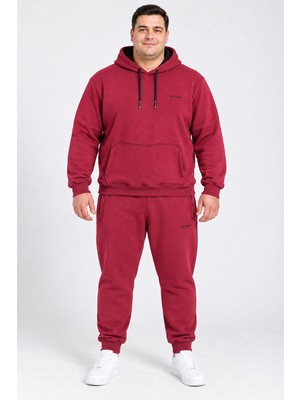 Fore Sport Erkek 3 Iplik Şardonlu Kapüşonlu Süper Battal Eşofman Takımı 6xl–9xl