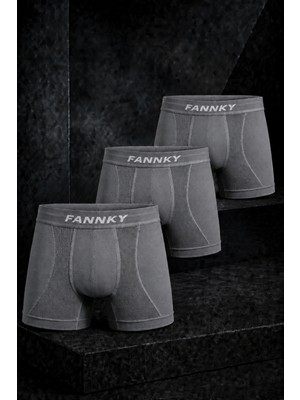 Fit Women Erkek Rahat Esnek Seamless 3 Lü Gri Boxer