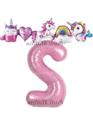 MarkEntegra Unicorn Pembe Doğum Günü Balon Seti, Eğlenceli Parti Malzemesi