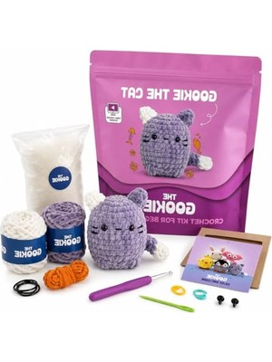 MarkEntegra Kedi Amigurumi Tığ Kiti, Örgü Eğitici Seti