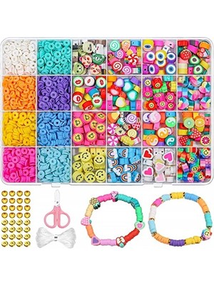 MarkEntegra 2320 Parça Boncuk Seti, Takı Yapımı Için Renkli Polimer Kil ve Charms