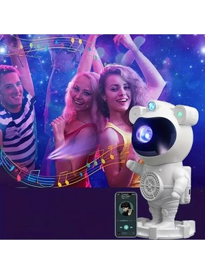 Pileli Store Akıllı Astronot Projeksiyon Gece Aydınlatma &amp;amp; Bluetooth Hoparlör (4887)