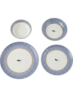 altabi Porselen 24 Parça Yemek Takımı Vintage Desen Royal Blue