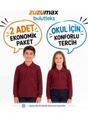 Bulut Teks Okullu 2'li Bordo Uzun Kollu Polo Yaka Okul Tişörtü – Çocuk ve Genç Okul Üniforması