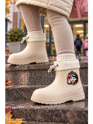 Muggo Kitty Içi Kürklü Lastikli Unisex Çocuk Günlük Yağmur ve Kar Çizmesi