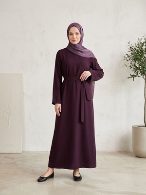 Miostil Kuşak Detay Elbise-Bordo