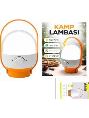 Pileli Store 34 LED Kamp Lambası - Fener USB Şarjlı Ayarlanabilir Işık 4.8W - 2400MAH ST-5661 (4887)