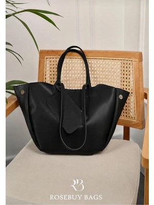 RoseBuy Bags Siyah Oversize Shopper Kadın Omuz Çantası