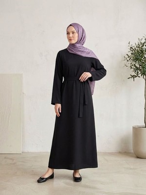 Miostil Kuşak Detay Elbise-Siyah