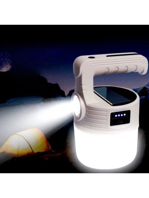 Pileli Store LED Güneş Enerjili Kamp LAMBASI–2000 Lümen Süper Parlak, 5 Aydınlatma Modlu,usb ile Şarj Edilebilir Dış Mekan,asılabilir Torch El Feneri (4887)