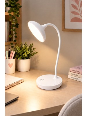 Giyitec LED Masa Lambası Ayarlanabilir Esnek Boyunlu Dekoratif Çalışma Okuma Lambası Masa Üstü Aydınlatma
