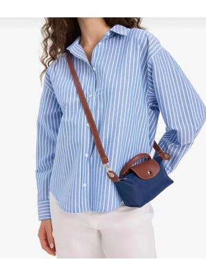 RoseBuy Bags Kadın Lacivert Günlük El ve Çapraz Omuz Çantası – Kahverengi Detaylı Ayarlanabilir Askılı Model