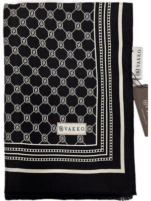 Vakko Twill Ipek Şal - Özel Seri - Siyah Ekru