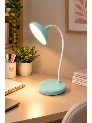 Giyitec LED Masa Lambası Ayarlanabilir Esnek Boyunlu Dekoratif Çalışma Okuma Lambası Masa Üstü Aydınlatma