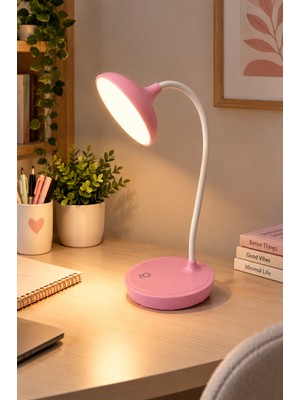 Giyitec LED Masa Lambası Ayarlanabilir Esnek Boyunlu Dekoratif Çalışma Okuma Lambası Masa Üstü Aydınlatma