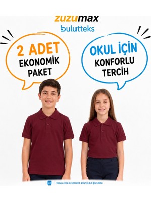 Bulut Teks Okullu 2'li Bordo Kısa Kol Polo Yaka Okul Tişörtü – Çocuk ve Genç Okul Üniforması