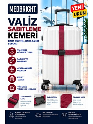 Medbright Valiz Kemeri Siyah Emniyet Kilitli Tokalı Ayarlanabilir Bavul Kemeri 2 Adet 4cm x 200CM
