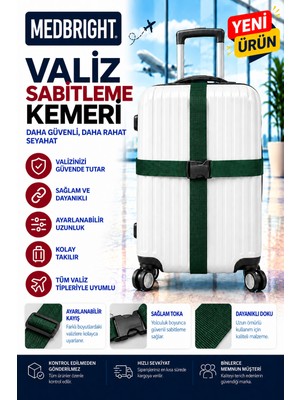 Medbright Valiz Kemeri Siyah Emniyet Kilitli Tokalı Ayarlanabilir Bavul Kemeri 2 Adet 4cm x 200CM