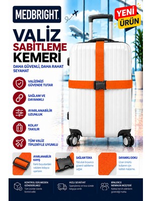 Medbright Valiz Kemeri Siyah Emniyet Kilitli Tokalı Ayarlanabilir Bavul Kemeri 2 Adet 4cm x 200CM