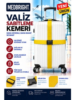 Medbright Valiz Kemeri Siyah Emniyet Kilitli Tokalı Ayarlanabilir Bavul Kemeri 2 Adet 4cm x 200CM