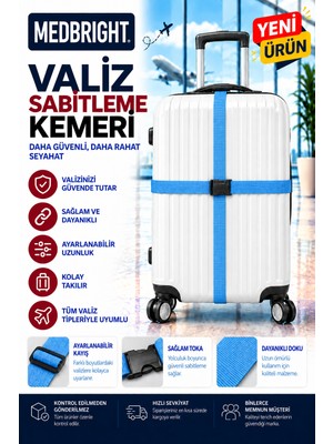 Medbright Valiz Kemeri Siyah Emniyet Kilitli Tokalı Ayarlanabilir Bavul Kemeri 2 Adet 4cm x 200CM