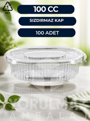 Yorulmaz Ambalaj 🥗 100 cc Oval Sızdırmaz Meze & Salata Kabı 100 Adet | Kullan At Kap