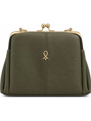 RoseBuy Bags Kadın Haki Yeşil Gold Detaylı Vintage Çapraz Omuz Çantası