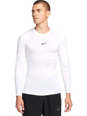 Nike Pro Dri-Fıt Sıkı Kesimli Uzun Kollu Erkek Tişört - Beyaz FB7919-100