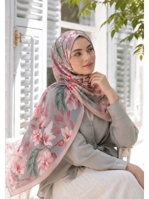 Revam Collection Manolya Desen Pamuk Soft Şal Pudra-Gri