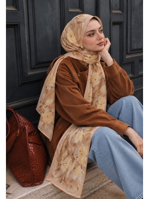 Revam Collection Manolya Desen Pamuk Soft Şal Hardal Sarı