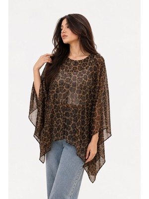 Leopar Şifon Pelerin