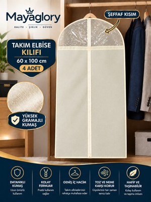 MAYAGLORY Takım Elbise Kılıfı Kalın Kumaş Gamboç Kılıç Elbise Takım Dolap Düzenleyinici Organizer Elbise Kılıf (4 Adet )