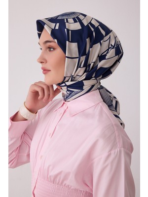 Belli Geometrik Desen %100 Twill Ipek Eşarp BE11-59