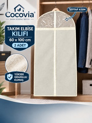 Cocovia ( 2 Adet ) Takım Elbise Kılıfı Fermuarlı Kıyafet Ceket Koruyucu Hurç- Dolap Içi Düzenleyici Elbise Koruma Kılıfı