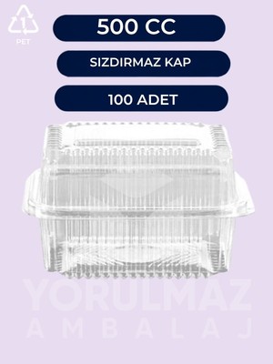 Yorulmaz Ambalaj 500 gr Yüksek Kapaklı Sızdırmaz Kullan-At Plastik Kase – Paket Servis & Buzdolabı Için – 100 ' Lü