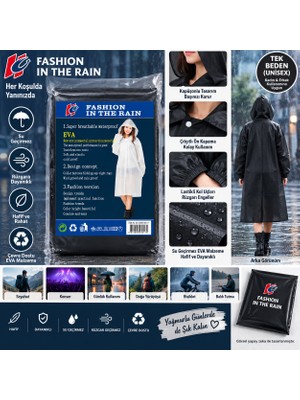 Kapüşonlu Yağmurluk Unisex Su Geçirmez Çıtçıtlı Uzun Yağmurluk Tek Beden Kadın Erkek