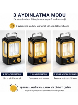 Pileli Store Solar - Güneş Enerjili USB Şarjlı Nostalji Solar Lamba 1500MAH HS-234 (4887)