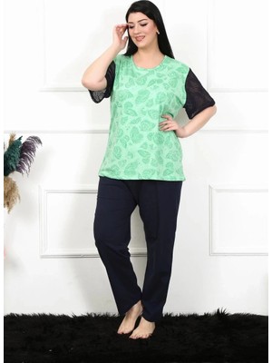 MTM My The Mall Giyim Kadın 5xl-6xl-7xl-8xl Büyük Beden Kısa Kol Pijama Takım Yeşil