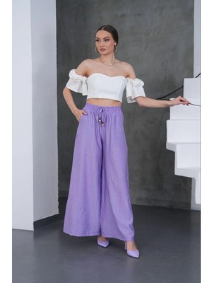 Bol Paça  Çilek Pantolun Lila
